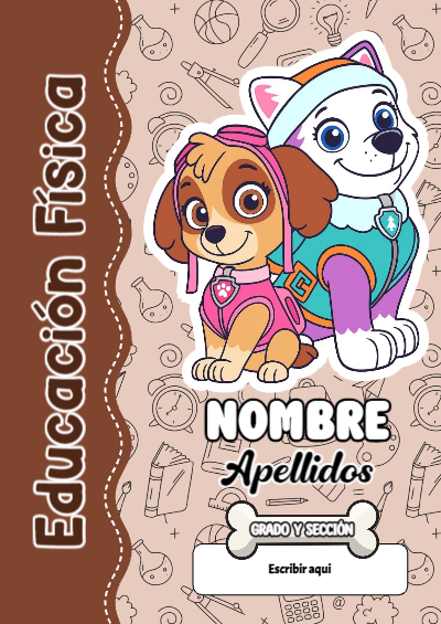 Portada de PAW Patrol de Educación Física para cuaderno en formato A4 - disponible para descarga gratuita