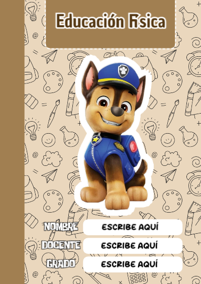 Portada de PAW Patrol de Educación Física para cuaderno colorida y creativa - perfecto para organizar tus apuntes
