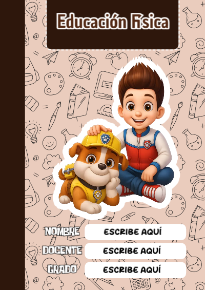 Portada de PAW Patrol de Educación Física para cuaderno con estilo infantil - creación especial de Mini Canva