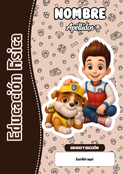 Portada de PAW Patrol de Educación Física para cuaderno con estilo infantil - con colores vivos y llamativos