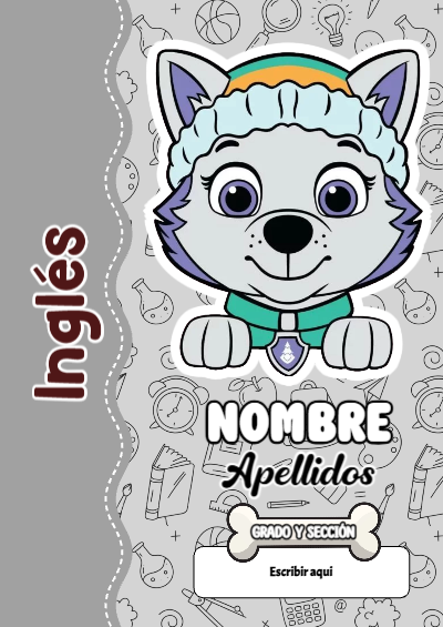 Portada de PAW Patrol de Inglés para cuaderno para estudiantes - versión premium para imprimir