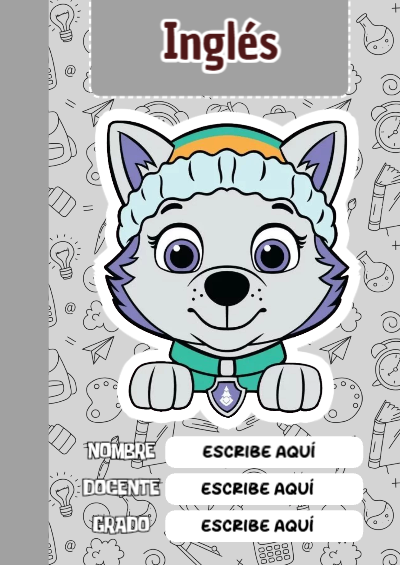 Portada de PAW Patrol de Inglés para cuaderno con estilo infantil - estilo único para estudiantes