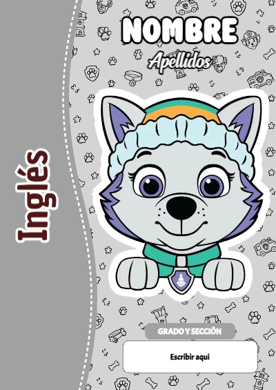 Portada de PAW Patrol de Inglés para cuaderno con diseño escolar - para el regreso a clases