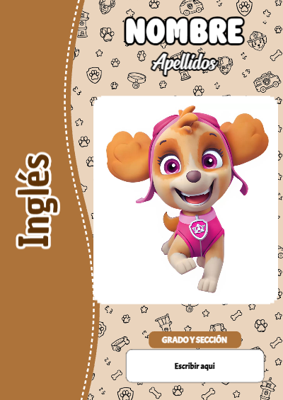 Portada de PAW Patrol de Inglés para cuaderno escolar creativa - formato digital listo para usar