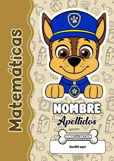 Portada de PAW Patrol de Matemáticas para cuaderno decorativa y bonita - formato digital listo para usar