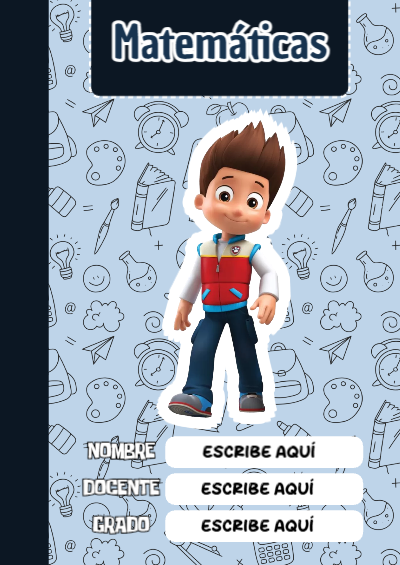 Portada de PAW Patrol de Matemáticas para cuaderno para niños de primaria - creación especial de Mini Canva