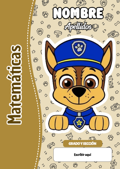 Portada de PAW Patrol de Matemáticas para cuaderno llamativa y bonita - estilo único para estudiantes