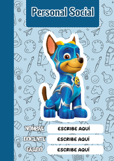 Portada de PAW Patrol de Personal Social para cuaderno con diseño bonito - perfecto para organizar tus apuntes