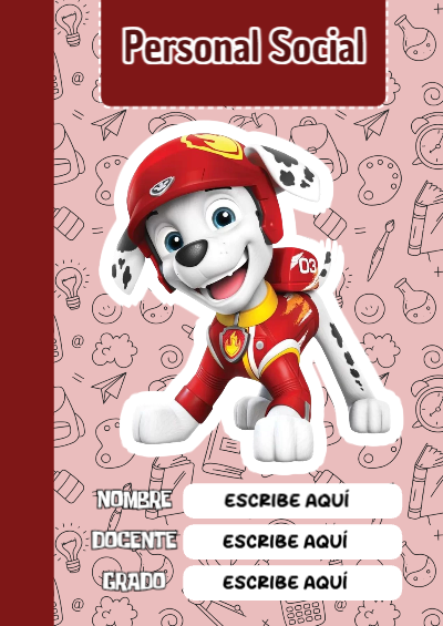 Portada de PAW Patrol de Personal Social para cuaderno colorida y creativa - para el regreso a clases