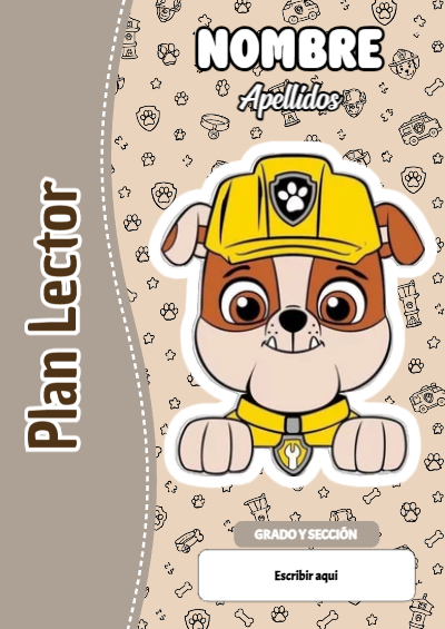 Portada de PAW Patrol de Plan Lector para cuaderno llamativa y bonita - ideal para el nuevo año escolar