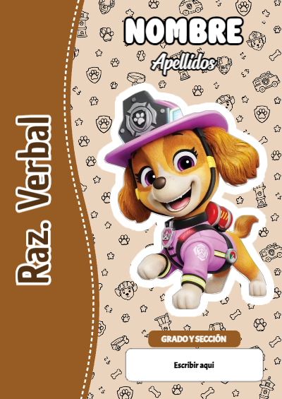 Portada de PAW Patrol de Raz. Verbal para cuaderno con diseño bonito - diseño exclusivo y original