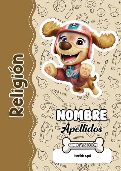 Portada de PAW Patrol de Religión para cuaderno colorida y creativa - con colores vivos y llamativos