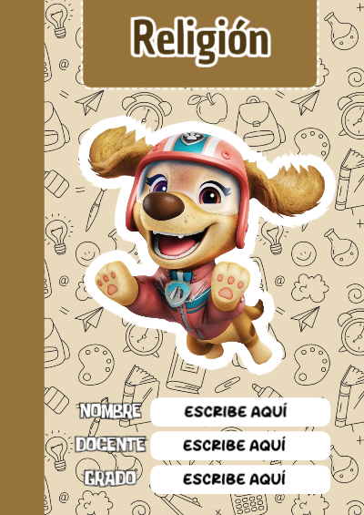Portada de PAW Patrol de Religión para cuaderno llamativa y bonita - perfecto para organizar tus apuntes