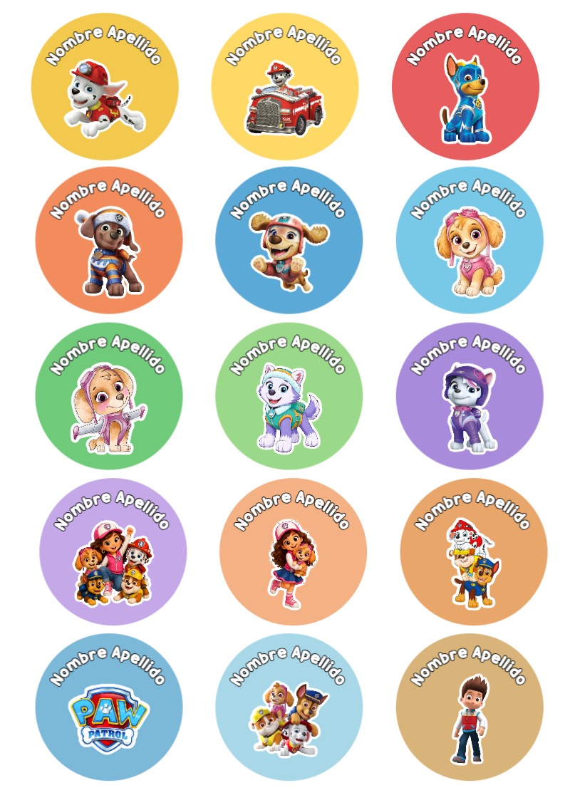 Etiquetas escolares de Paw Patrol Escolares bonitas para imprimir - tendencia educativa 2026