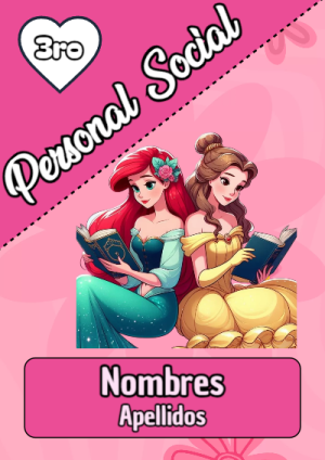 Portada de personal social con princesas de disney para cuaderno decorativa y bonita - diseño escolar moderno