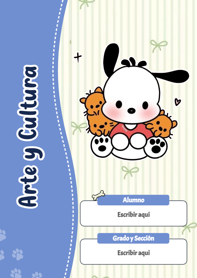 Portada de Pochacco de Arte y Cultura Editable para Imprimir Gratis