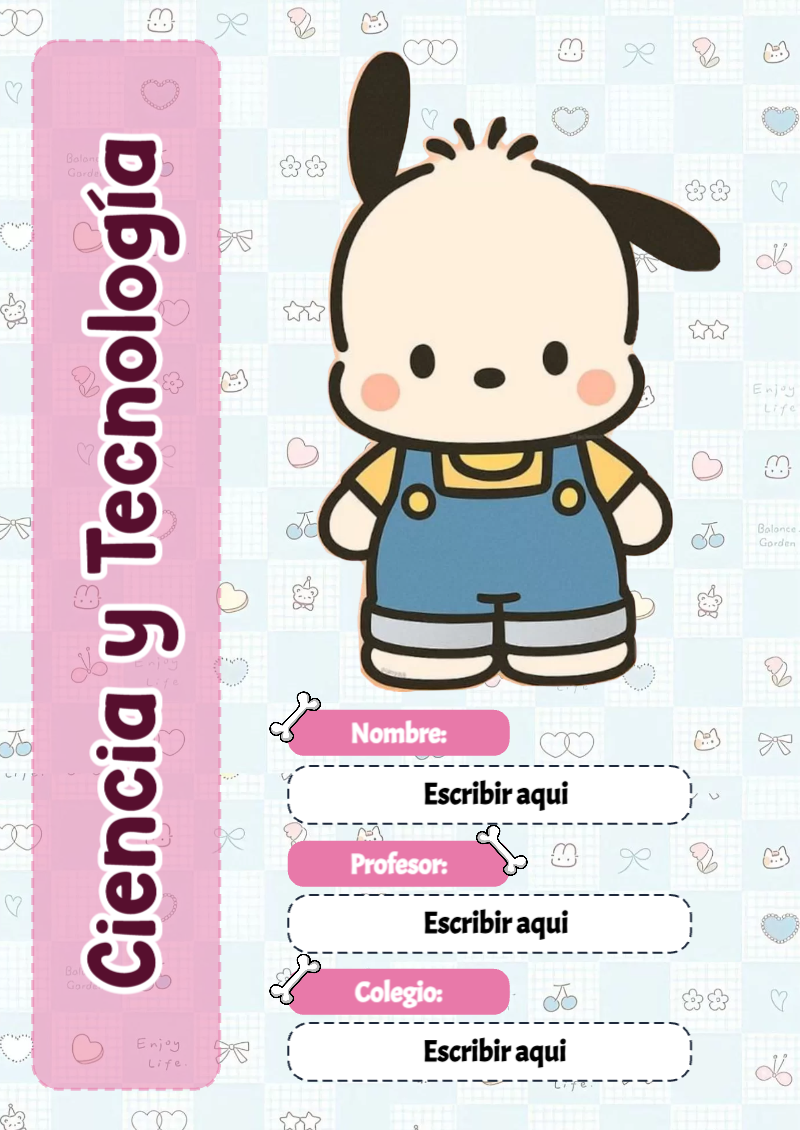 Portada de Pochacco de Ciencia y Tecnología para cuaderno en formato A4 - estilo único para estudiantes