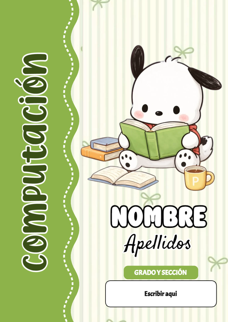 Portada de Pochacco de Computación Editable para Imprimir Gratis