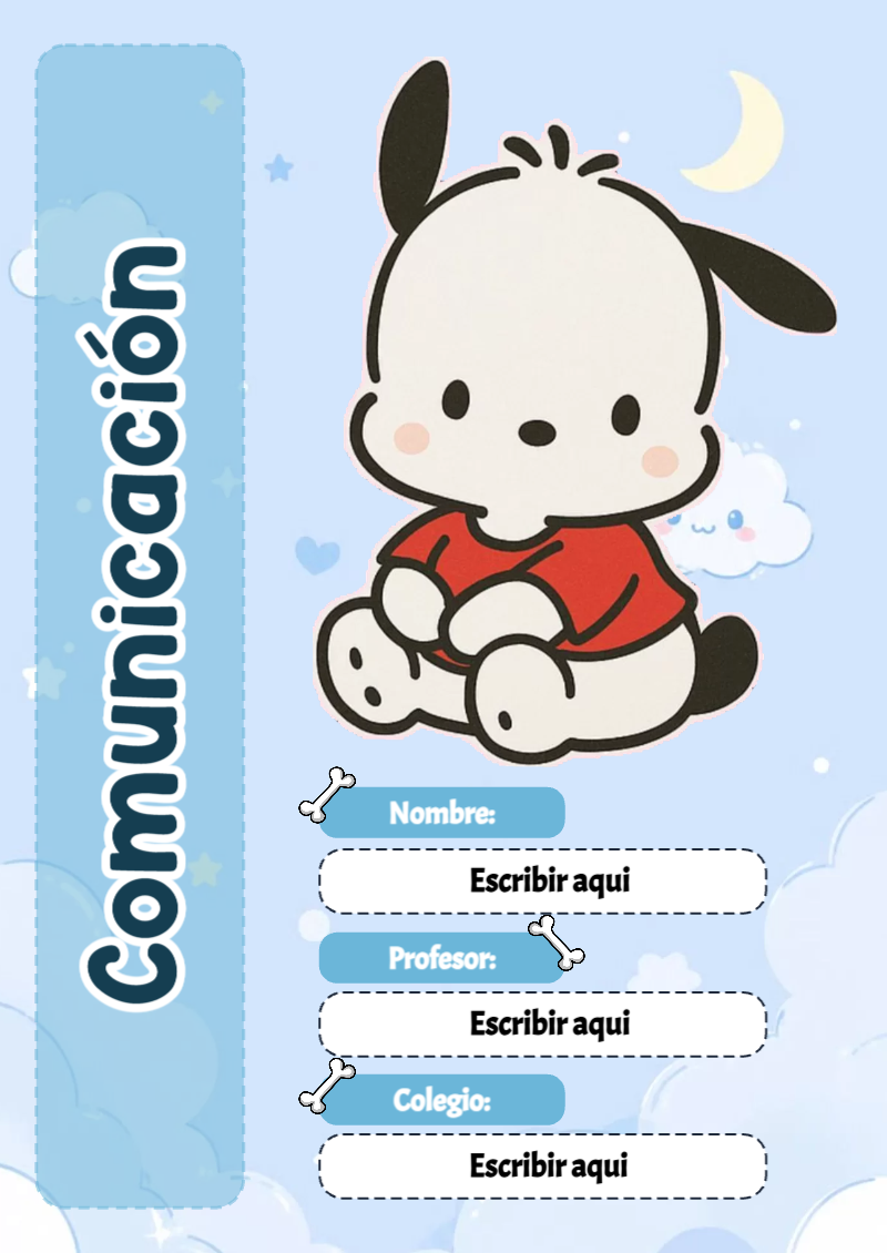 Portada de Pochacco de Comunicación para cuaderno bonita para imprimir - creación especial de Mini Canva