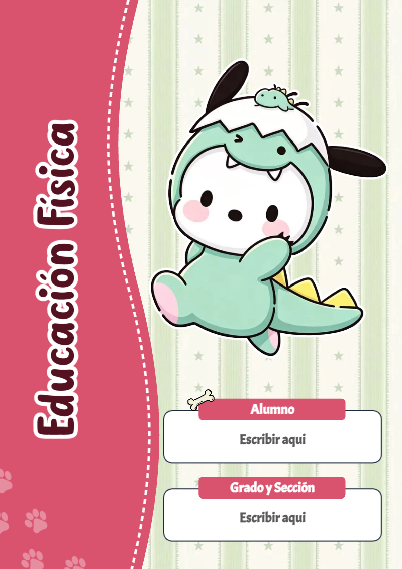 Portada de Pochacco de Educación Física Editable para Imprimir Gratis