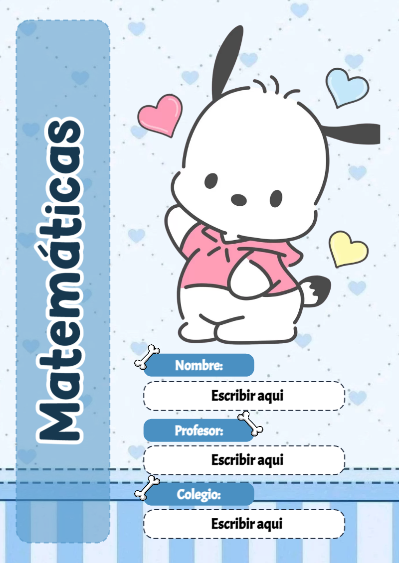 Portada de Pochacco de Matemáticas para cuaderno en tamaño A4 - perfecto para organizar tus apuntes