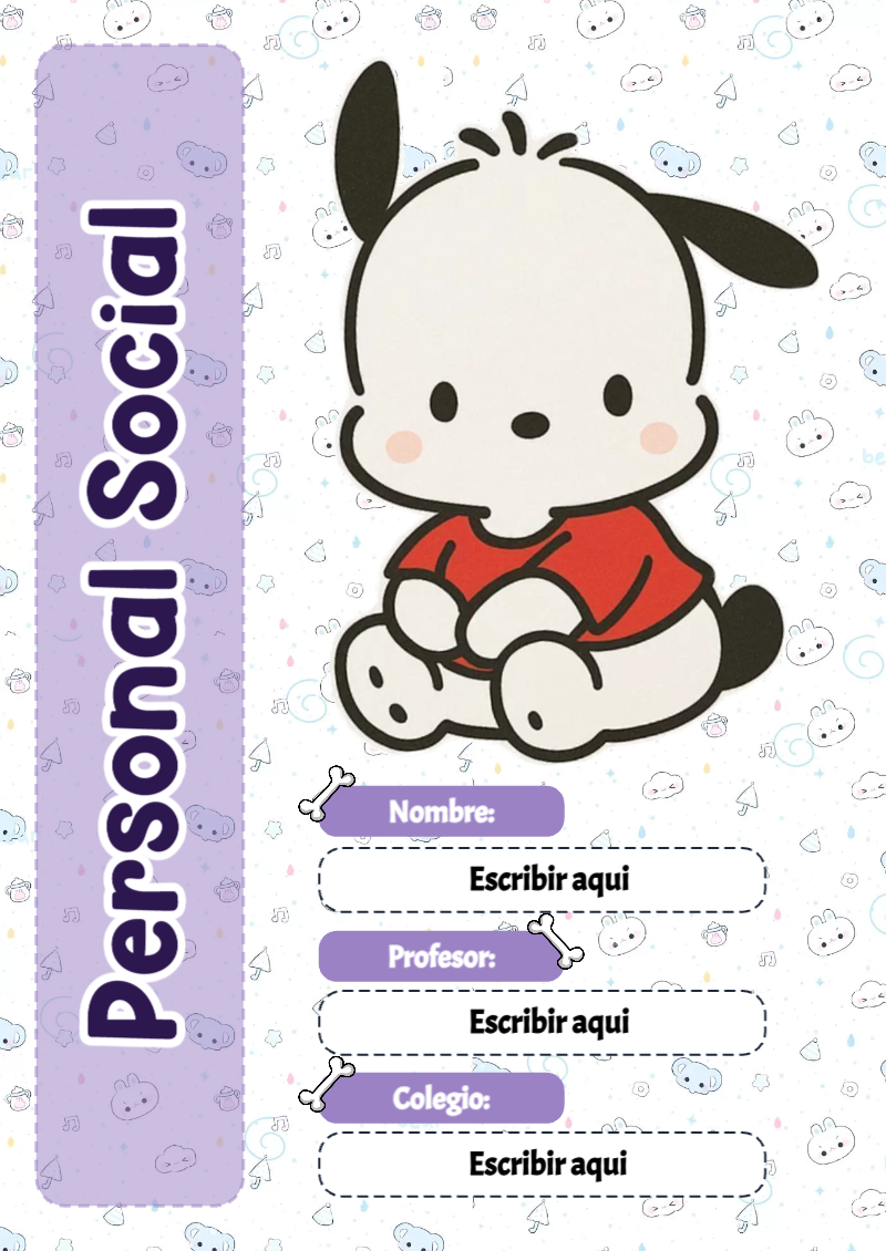 Portada de Pochacco de Personal Social para cuaderno con estilo creativo - creación especial de Mini Canva
