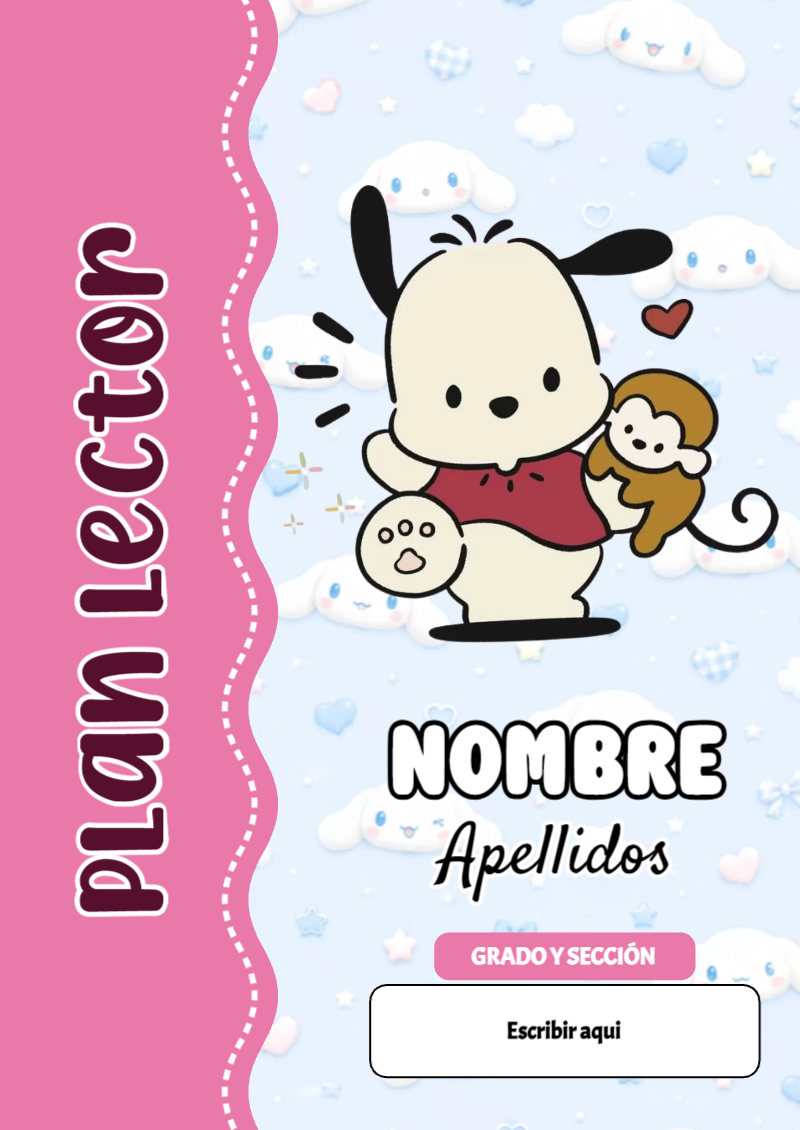 Portada de Pochacco de Plan Lector para cuaderno escolar creativa - ideal para el nuevo año escolar
