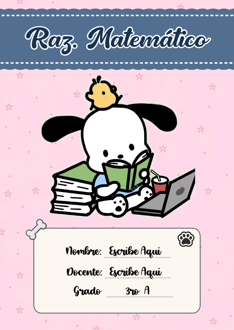 Portada de Pochacco de Raz. Matemático para cuaderno fácil de imprimir - perfecto para organizar tus apuntes