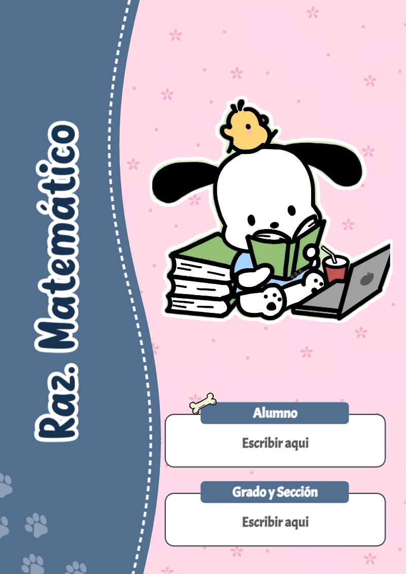 Portada de Pochacco de Raz. Matemático Editable para Imprimir Gratis