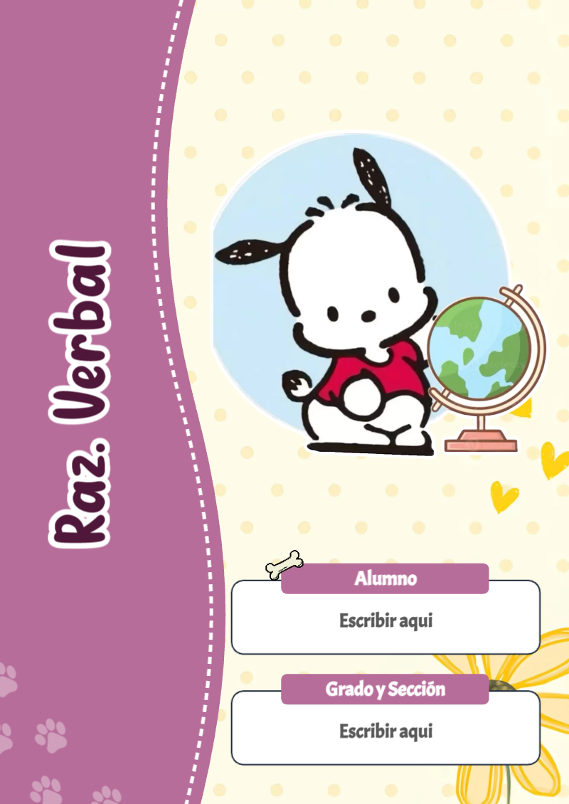 Portada de Pochacco de Raz. Verbal Editable para Imprimir Gratis
