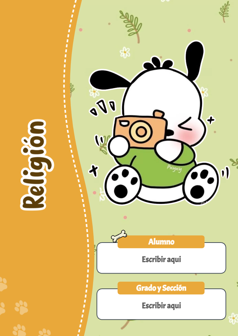 Portada de Pochacco de Religión Editable para Imprimir Gratis