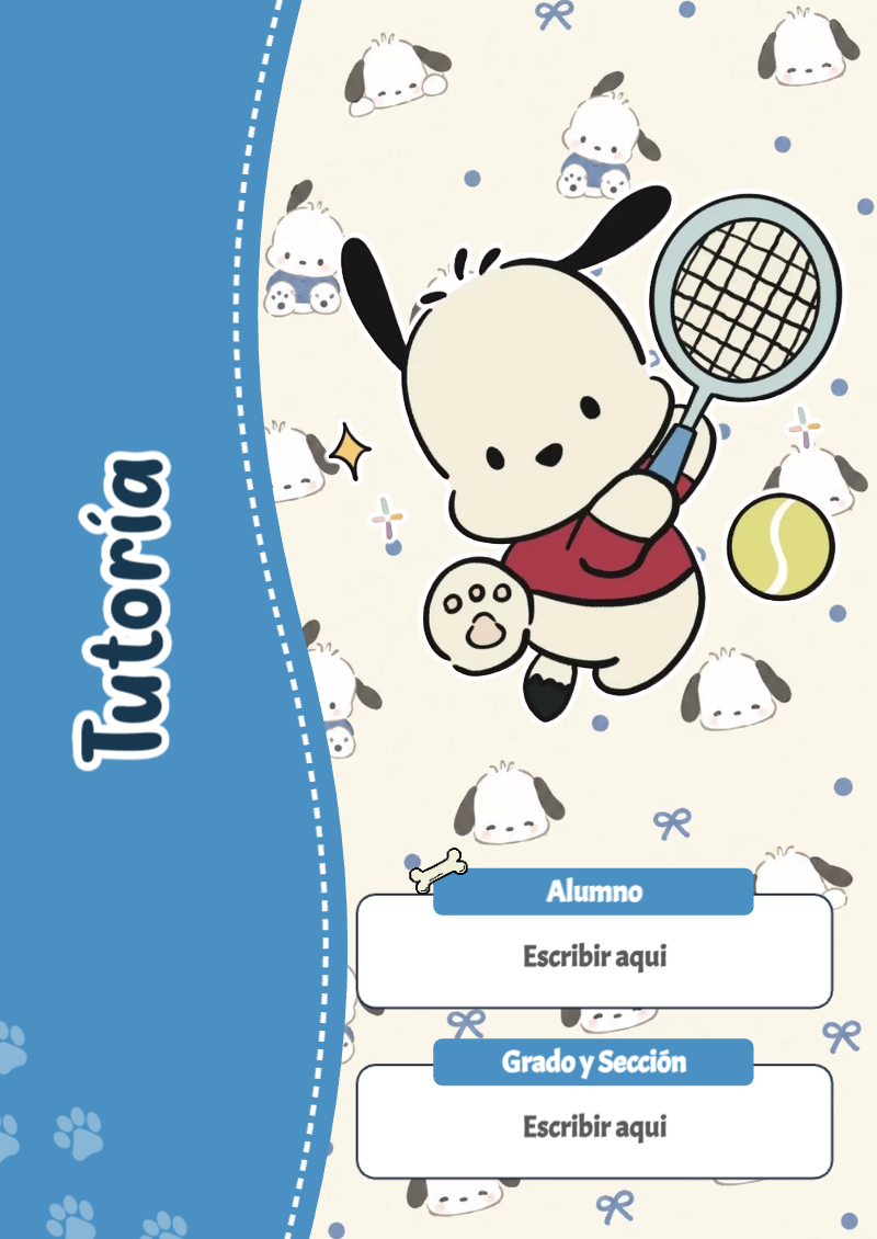 Portada de Pochacco de Tutoría Editable para Imprimir Gratis