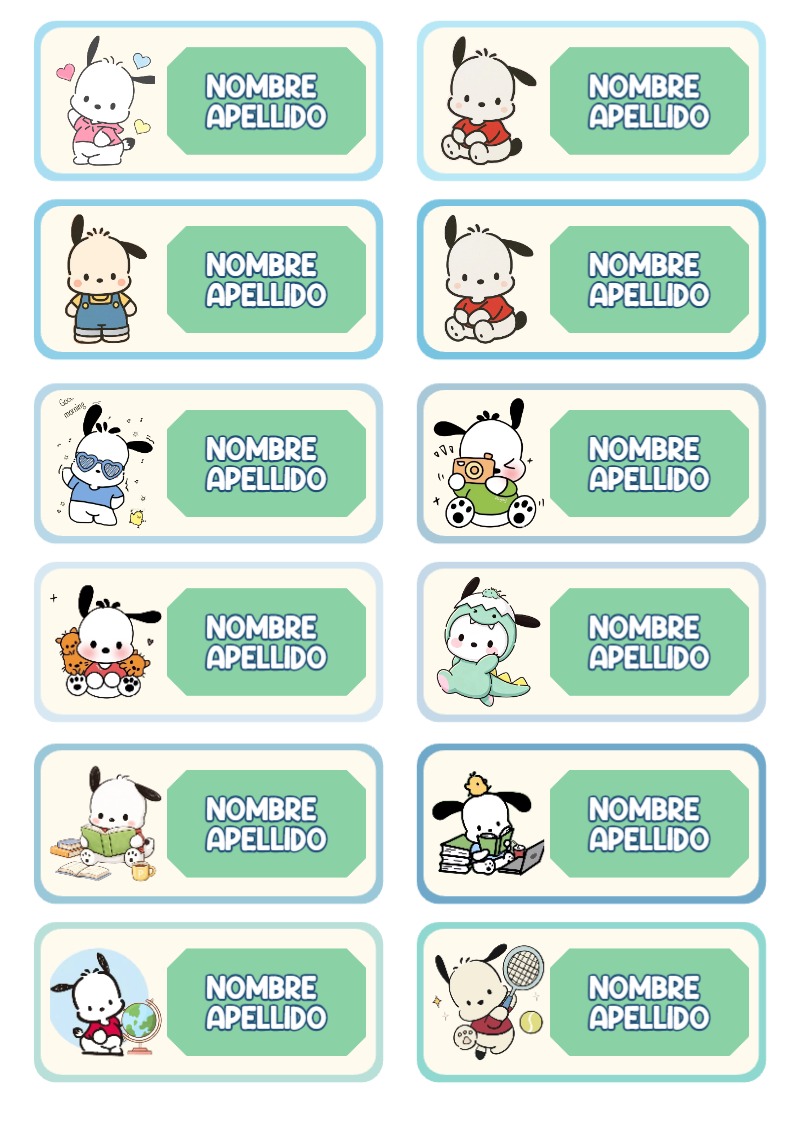 Etiquetas adhesivas de Pochacco para imprimir gratis - diseño exclusivo y original
