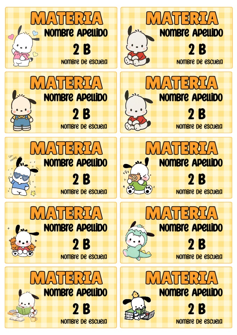 Etiquetas de Pochacco para primaria y preescolar - tendencia educativa 2026