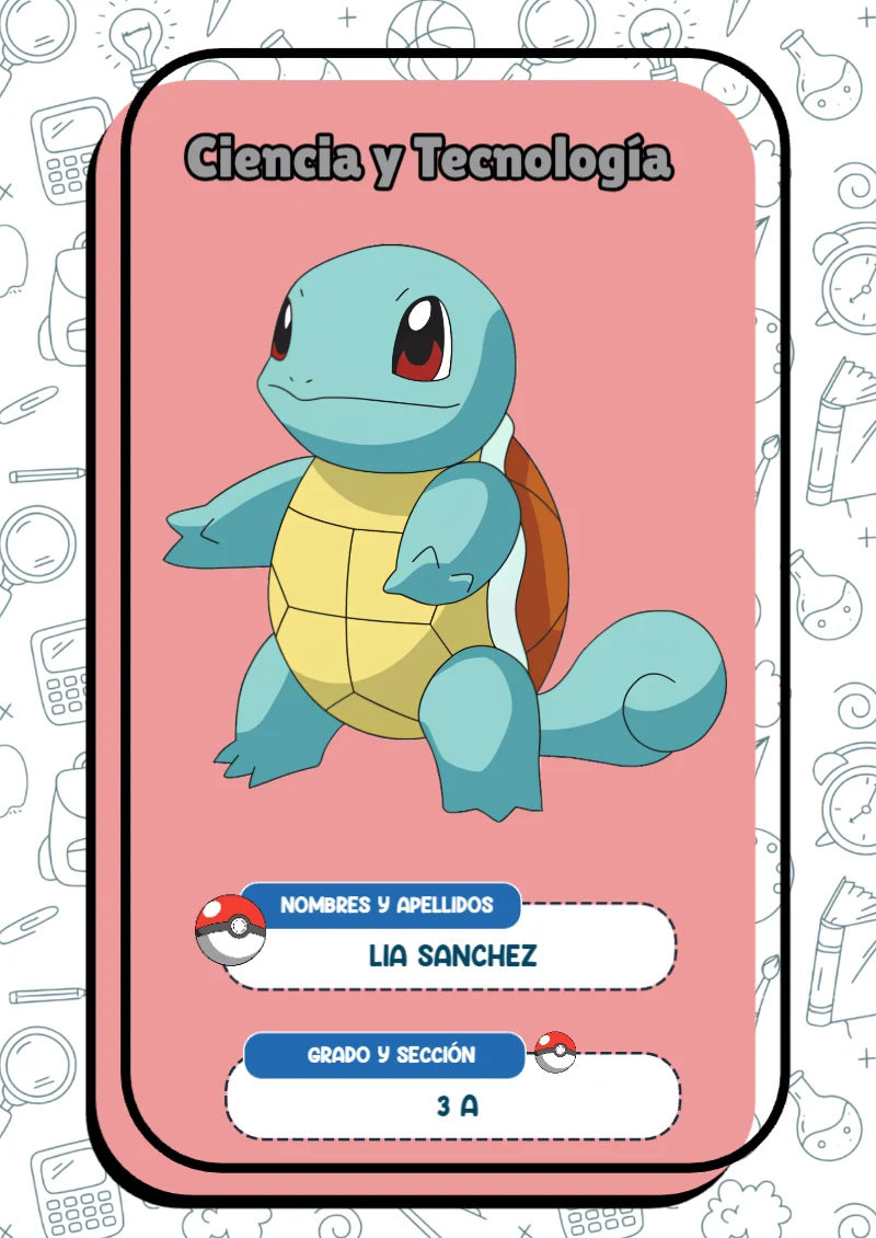 Portada de Pokemon Ciencia y Tecnología para cuaderno escolar para imprimir gratis - para personalizar tus materias