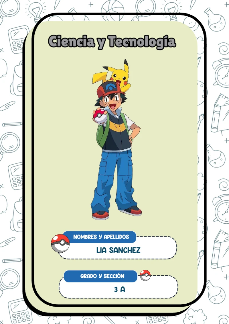 Portada de Pokemon Ciencia y Tecnología para cuaderno lista para imprimir en A4 - disponible para descarga gratuita