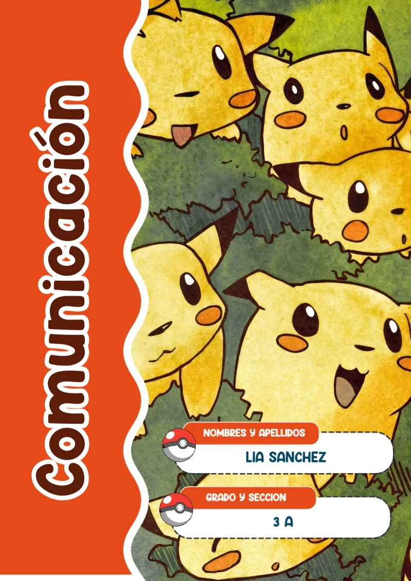 Portada de Pokemon Comunicación para cuaderno con diseño escolar - perfecto para organizar tus apuntes