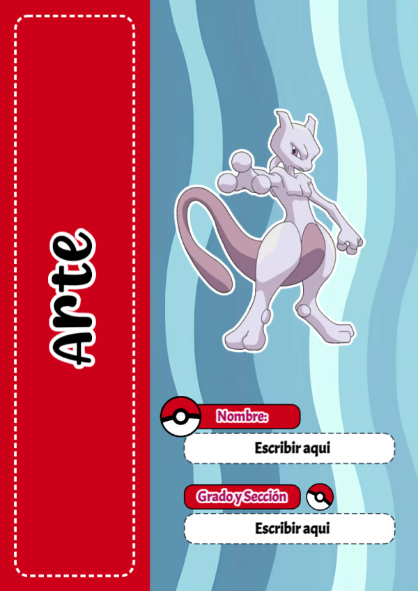 Portada de Pokemon de Arte para cuaderno con diseño escolar - con colores vivos y llamativos
