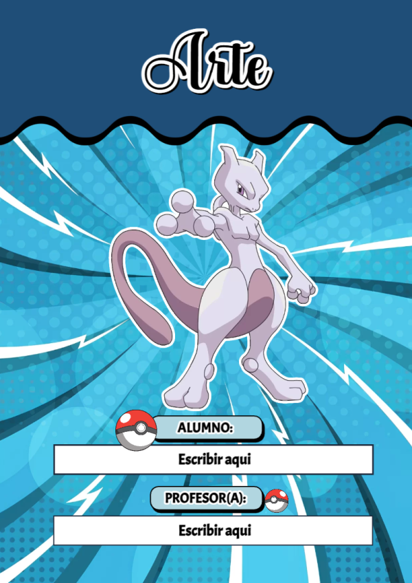 Portada de Pokemon de Arte para cuaderno lista para imprimir en A4 - versión premium para imprimir