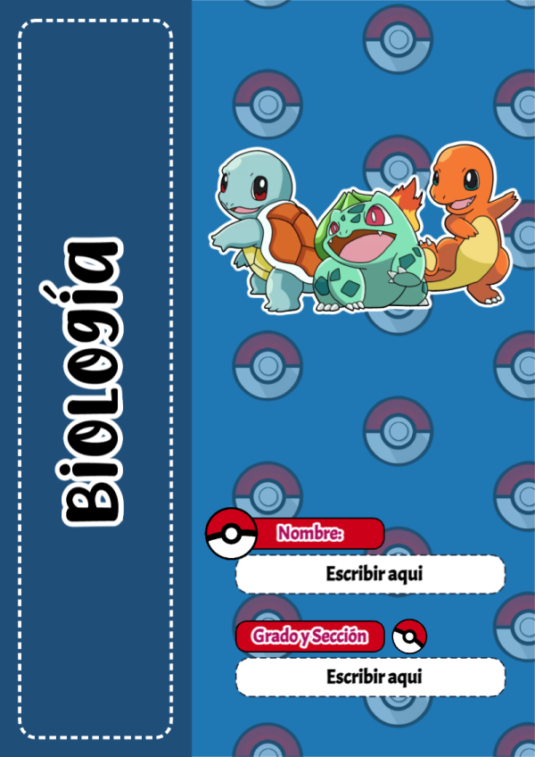 Portada de Pokemon de Biología para cuaderno con estilo creativo - disponible para descarga gratuita