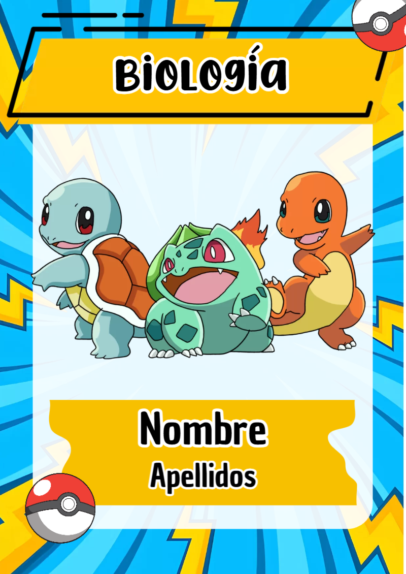 Portada de Pokemon de Biología Editable para Imprimir Gratis