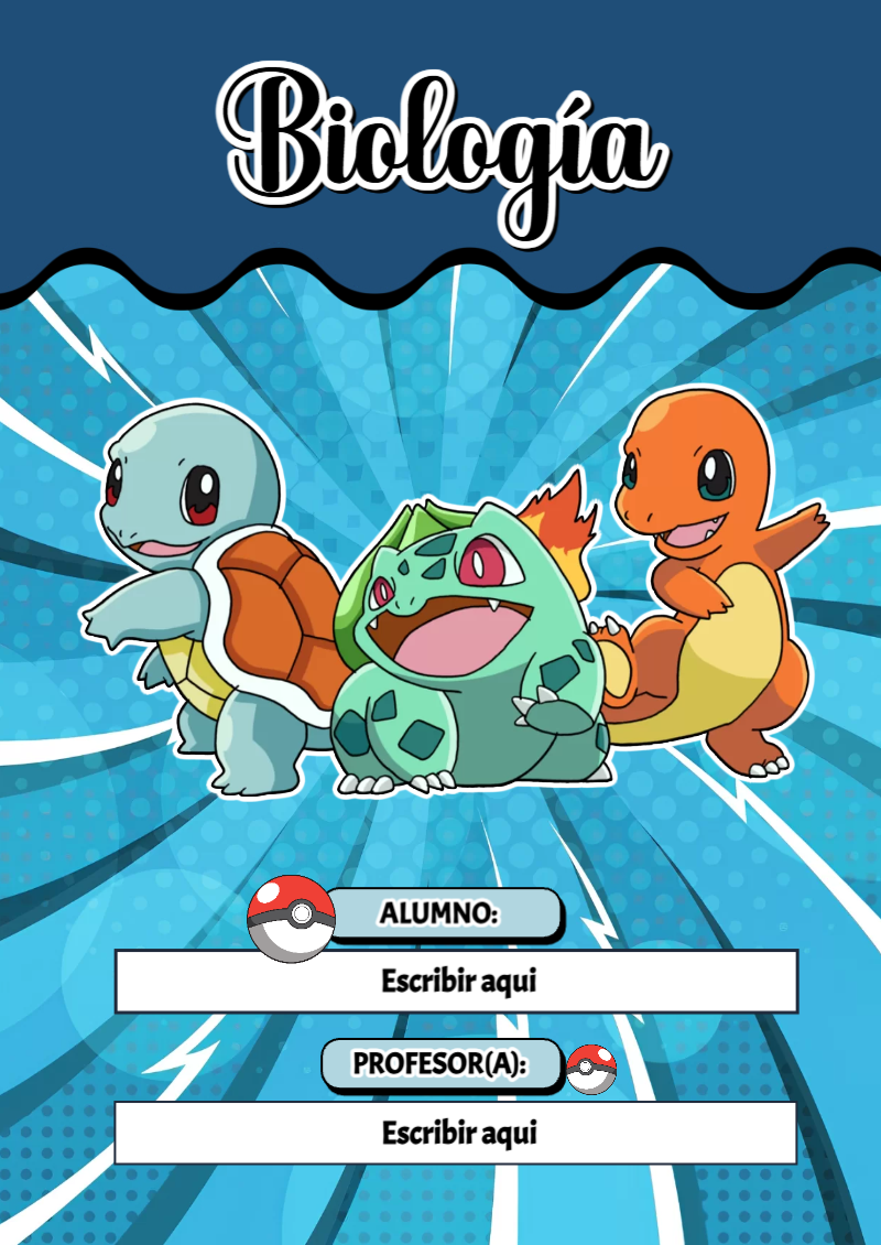 Portada de Pokemon de Biología Editable para Imprimir Gratis