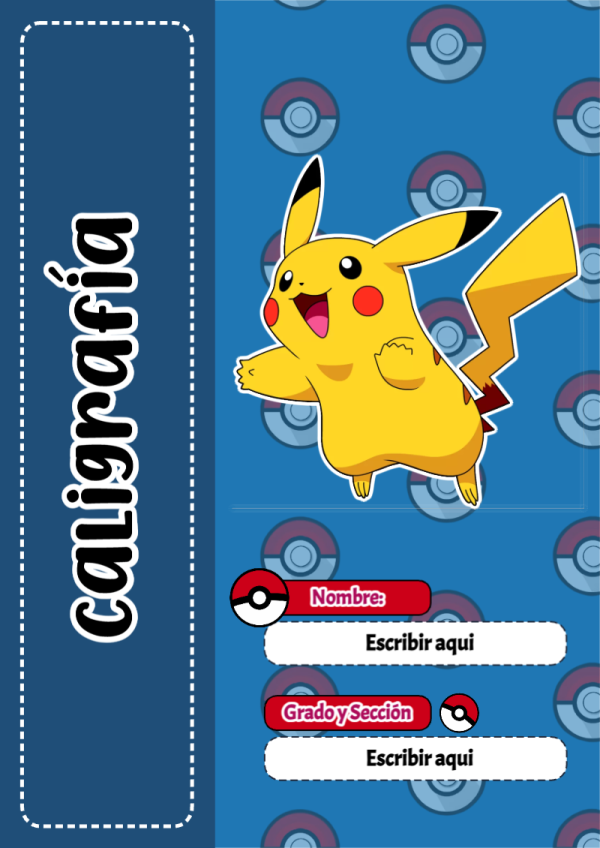 Portada de Pokemon de Caligrafía para cuaderno en tamaño A4 - ideal para cuadernos de espiral