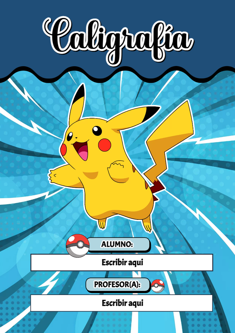 Portada de Pokemon de Caligrafía Editable para Imprimir Gratis