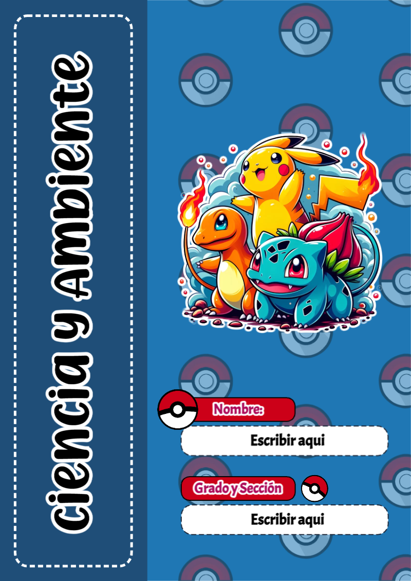 Portada de Pokemon de Ciencia y Ambiente Editable para Imprimir Gratis
