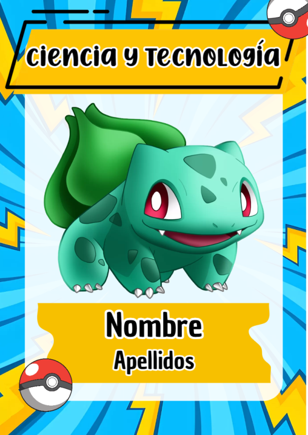 Portada de Pokemon de Ciencia y Tecnología para cuaderno para clases - ideal para cuadernos de espiral