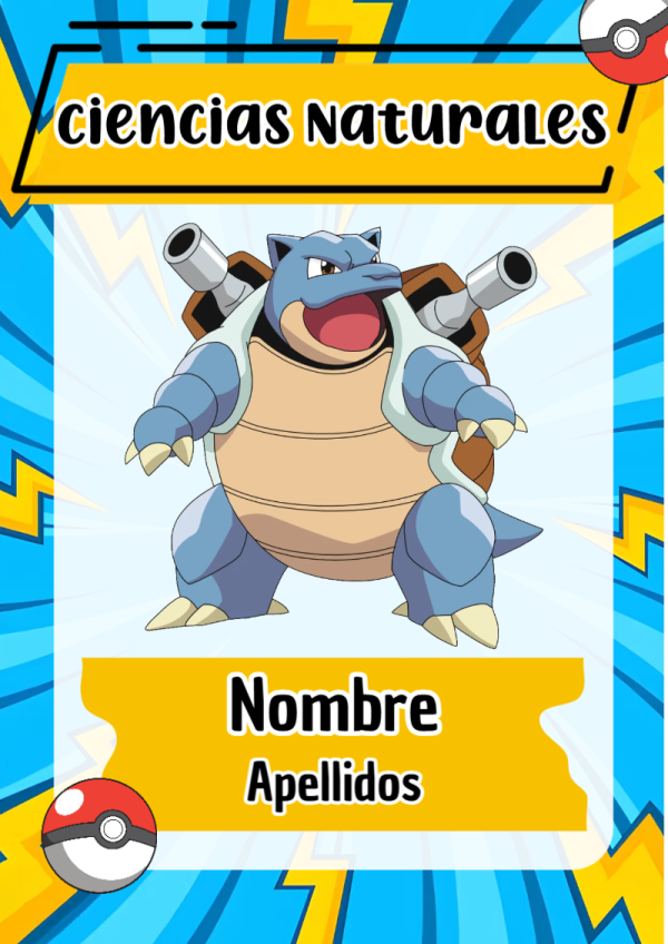 Portada de Pokemon de Ciencias Naturales para cuaderno ideal para niños - formato digital listo para usar