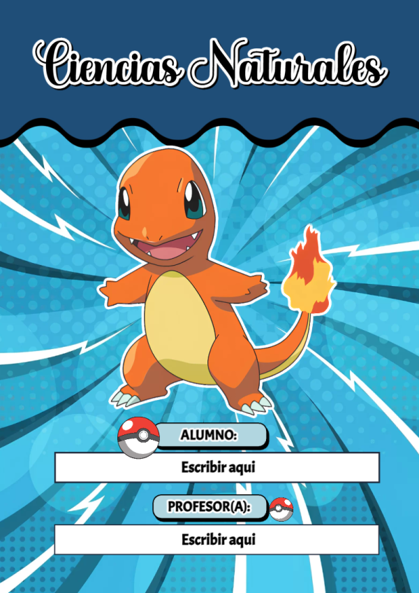 Portada de Pokemon de Ciencias Naturales para cuaderno para estudiantes - disponible para descarga gratuita