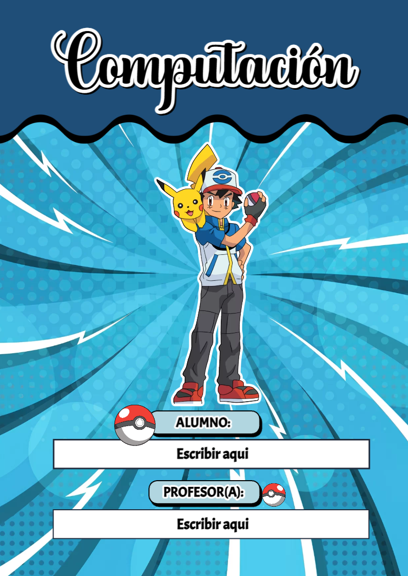 Portada de Pokemon de Computación Editable para Imprimir Gratis