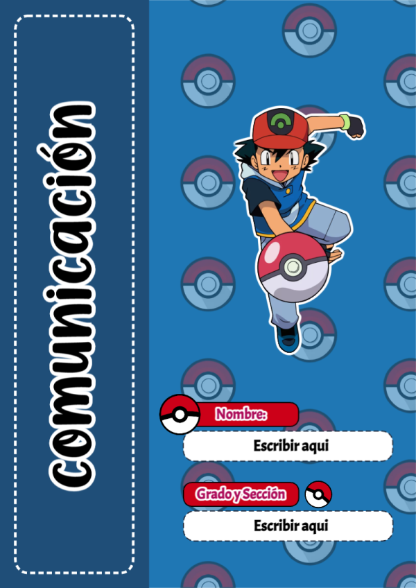 Portada de Pokemon de Comunicación para cuaderno en formato A4 - ideal para el nuevo año escolar